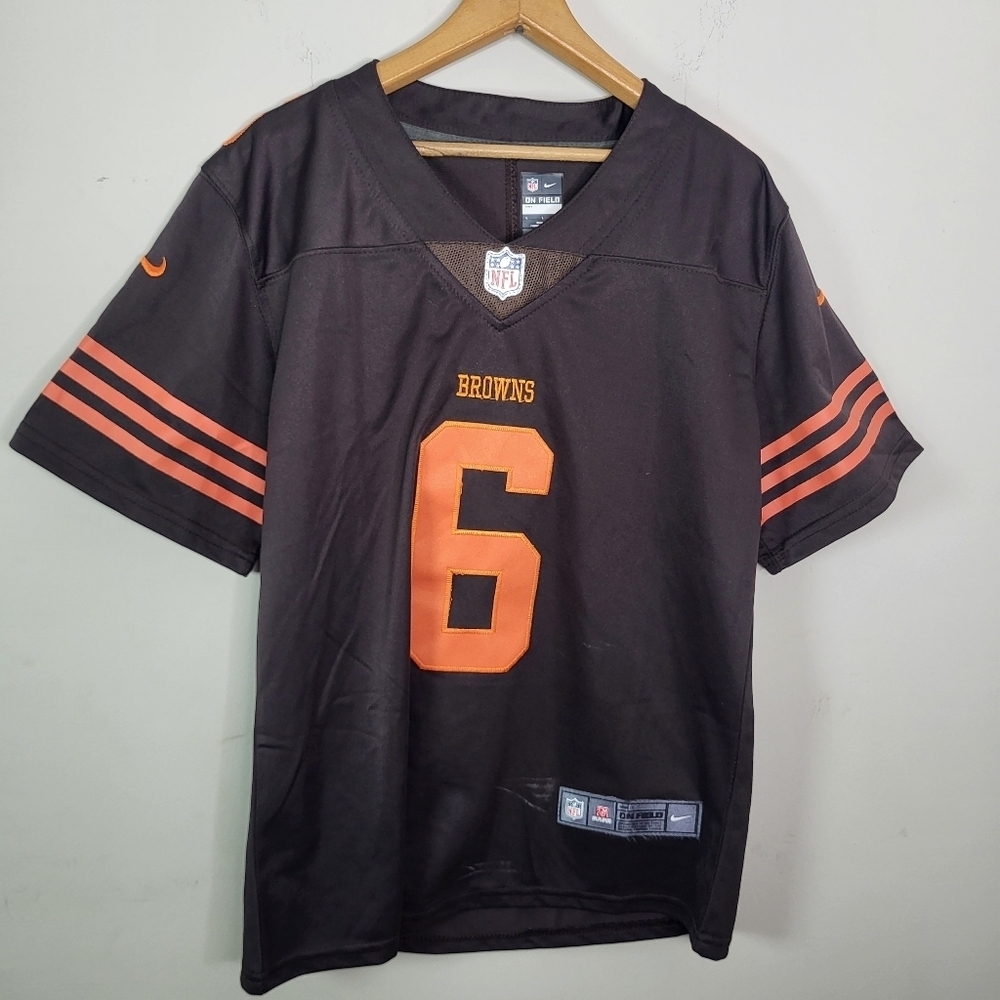 NFL Team Brown and Orange Men's Jersey Mayfield Sz Large